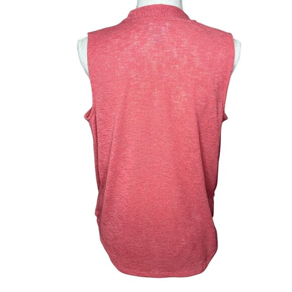 Liz Claiborne Top Chatleston Pink Criss Cross Wrap V neck Business Size Medium - Picture 5 of 11